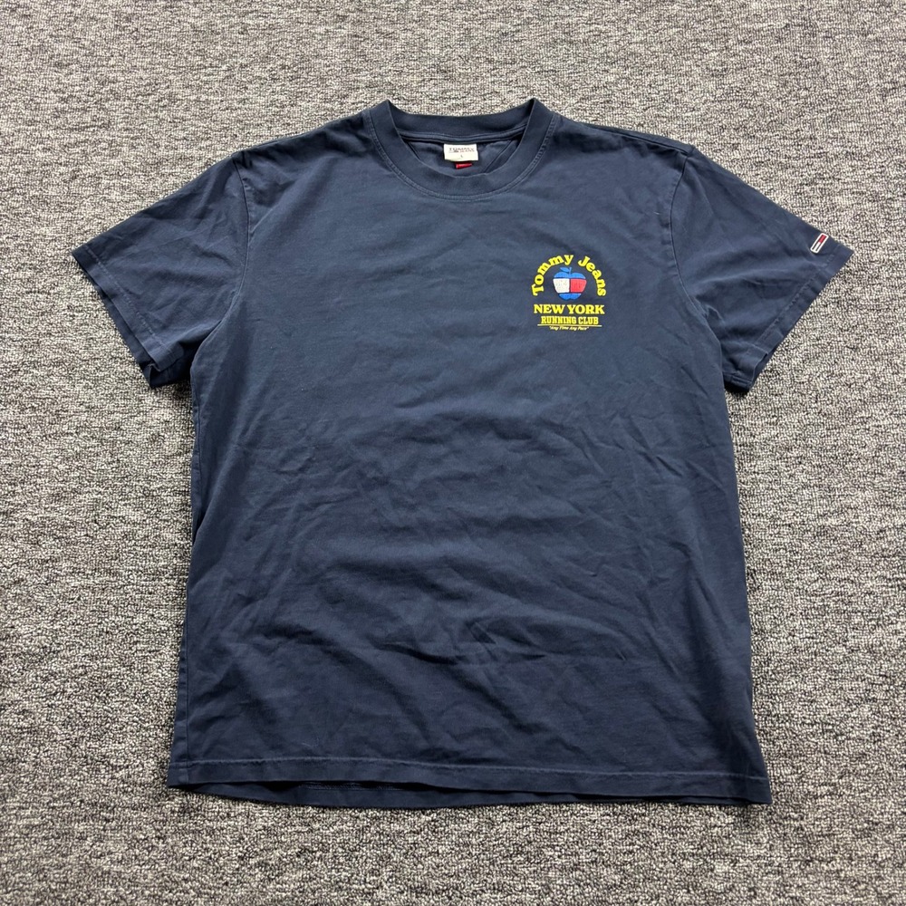 Retro Tommy Jeans New York Running‎ Club Graphic Navy Blue T-Shirt Size Large
